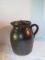 Dark Brown Glazed Stoneware Lidded Jug/Pitcher with Applied Handle