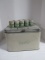 Vintage Empeco Tin Bread Box and 5 Jar Spice Tins with Rack