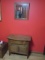 Antique Tiger Oak Dry Sink Cabinet and Framed Beveled Mirror