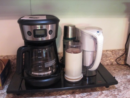 Mr. Coffee 12 Cup Coffeemaker, Braun Coffee Grinder, Maxim Hostess