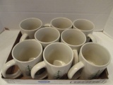 Eight StonEware Mug Set with Log Cabin Winter Scene