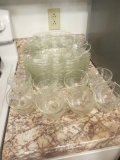 18 Clear Glass Snack Sets with Grape Cluster Design