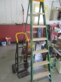 Davidson Type II 7FT. Fiberglass Ladder and Harper Hand Truck
