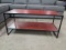 Modern Style Black Metal and Cherry Finish Coffee Table