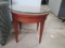Round Wood Side Table with Raised Glass Top