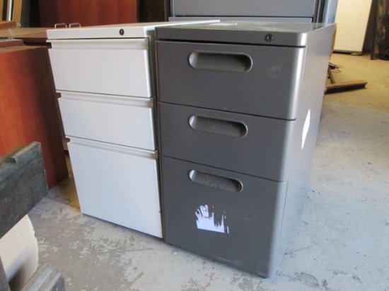 Two Metal 3 Drawer File Cabinets