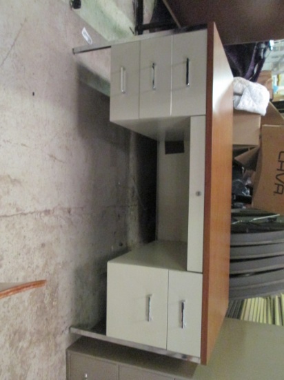 Steelcase Metal Desk with Wood Grain Top