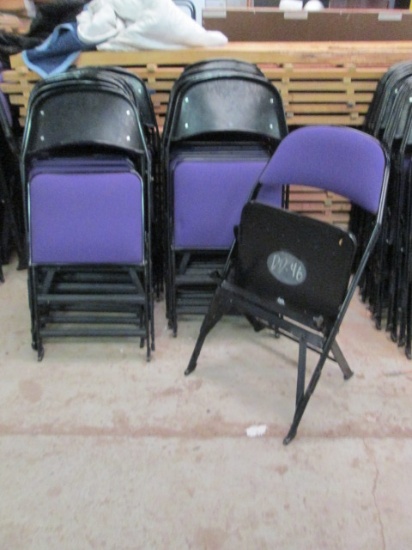 20 Clarin Black Metal Folding Chairs with Purple Upholstered Seat/Back