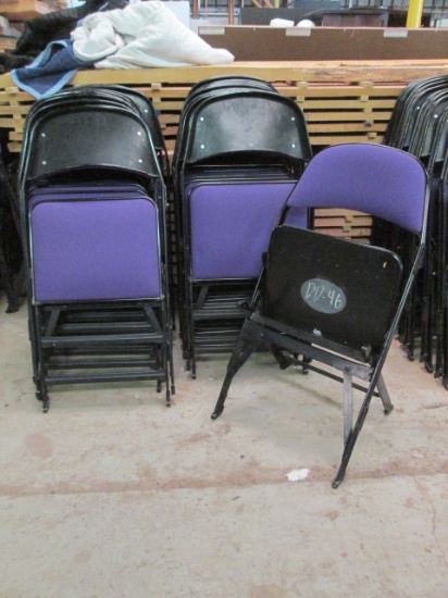 20 Clarin Black Metal Folding Chairs with Purple Upholstered Seat/Back