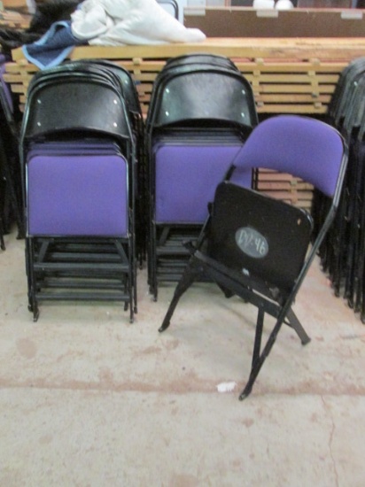 20 Clarin Black Metal Folding Chairs with Purple Upholstered Seat/Back