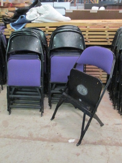 20 Clarin Black Metal Folding Chairs with Purple Upholstered Seat/Back