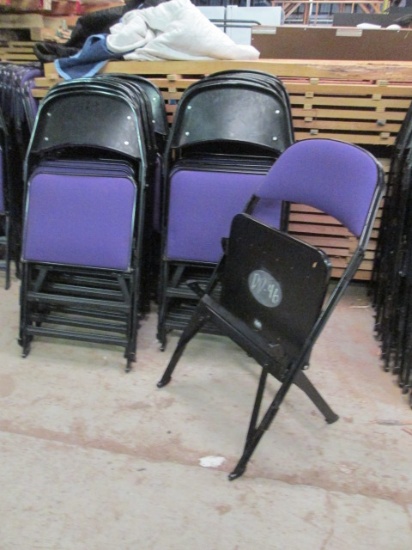20 Clarin Black Metal Folding Chairs with Purple Upholstered Seat/Back