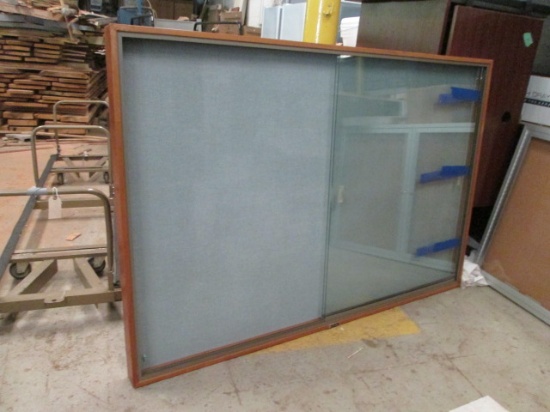 Wood Framed Message Center/Bulletin Board with Sliding Glass Doors