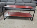 Modern Style Black Metal and Cherry Finish Coffee Table