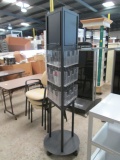 Portable 3 Sided Black Metal Pamphlet/Information Center with Locking Casters