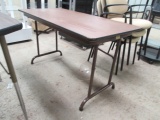 Bevis 4' Wood Grain Folding Leg Table