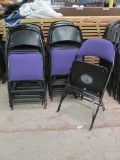 20 Clarin Black Metal Folding Chairs with Purple Upholstered Seat/Back