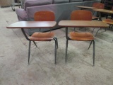 Pair of Bent Wood Student Desks