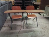 Pair of Bent Wood Student Desks