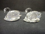 Two Swarovski Crystal Swan Figurines