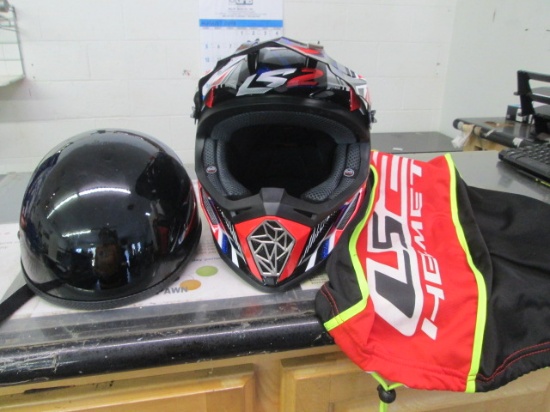 Size Xsmall Skull Helmet and Size Large LS2 Motor Cross Full Face Helmet
