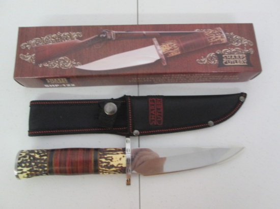 New Old Stock Sharps Cutlery 11" Stainless Steel Mirror Finish Knife and Sheath