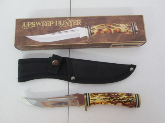 New Old Stock Upsweep Hunter 9.5" Knife with Stage Type Handle