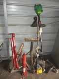Misc. Lot-  3 Ton Long Ram, Rollers, 2 Weedeaters and Engine Cradle Support