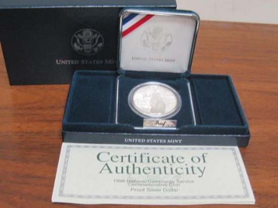 1996 National Community Service Commemorative Proof Silver Dollar