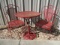 Metal Mesh Bistro Set and Cast Metal Umbrella Stand
