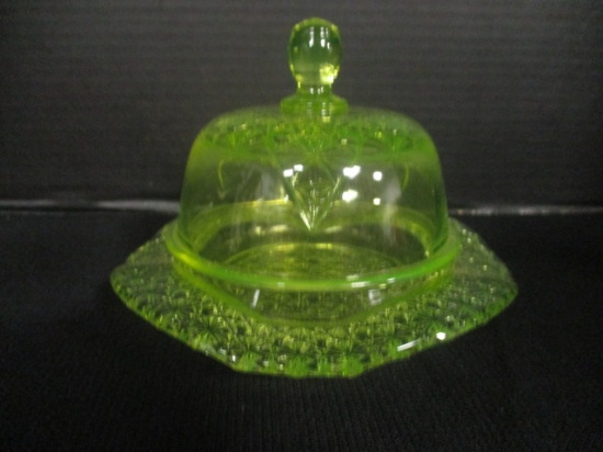 Uranium/Vaseline Glass Butter Dish