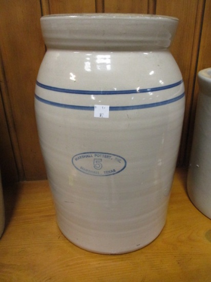 Vintage Marshall, Texas Pottery 5 Gallon Crock/Churn
