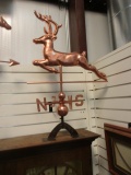 Copper Leaping Stag Weather Vane with Stand