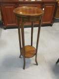 Banded 2 Tier Mahogany Pedestal Stand