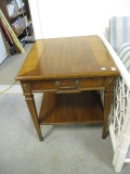Heritage Banded Wood End Table with Drawer