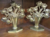 Brass Tulip Bouquet Bookends
