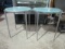 Pair of Round Silver Tone Metal Frame Tables with Frosted Glass Tops