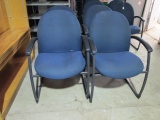 Four Haworth Upholstered Seat/Back Cantilever Arm Lobby Guest Chairs
