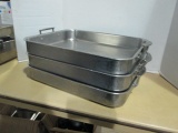 Three Stainless Steel Commercial Grade Roasting Pans