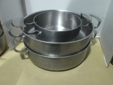Three Stainless Steel Commercial Grade Round Multi-Use Pans