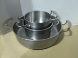 Three Stainless Steel Commercial Grade Round Multi-Use Pans