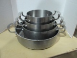 Four Stainless Steel Commercial Grade Round Multi-Use Pans