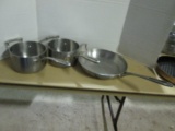 Three Stainless Steel Commercial Grade Sauce and Saute Pans