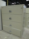 Fire King Beige 4 Drawer Lateral Metal File Cabinet