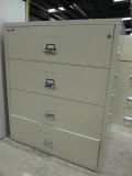 Fire King Beige 4 Drawer Lateral Metal File Cabinet