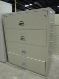 Fire King Beige 4 Drawer Lateral Metal File Cabinet