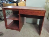 Wood Desk with Knee Drawer and Open End Shelves