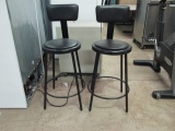 Pair of Black Metal Chair Stools