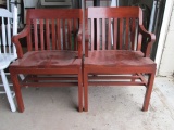 Pair of Wood Slat Back Armchairs