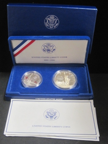 1986 US Liberty Silver Dollar and Half Dollar Set